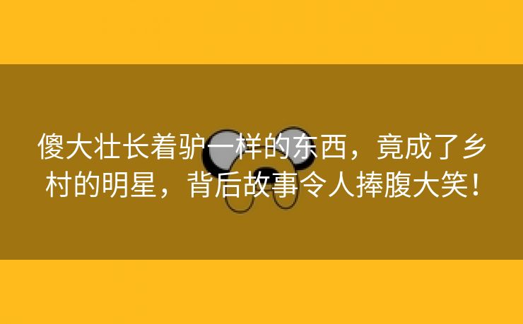 傻大壮长着驴一样的东西，竟成了乡村的明星，背后故事令人捧腹大笑！