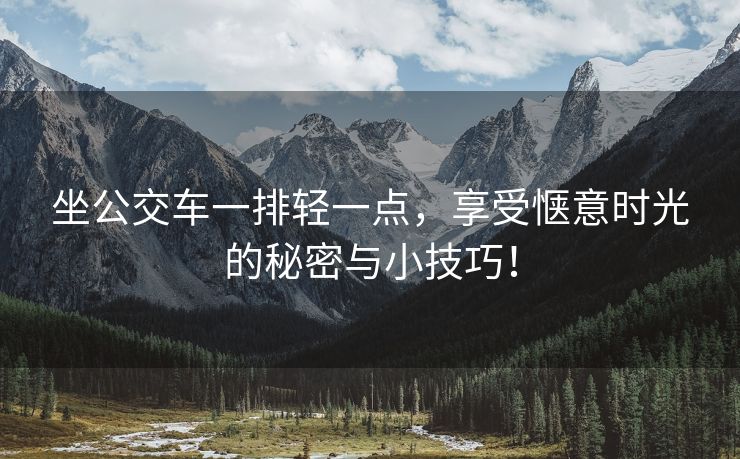 坐公交车一排轻一点，享受惬意时光的秘密与小技巧！