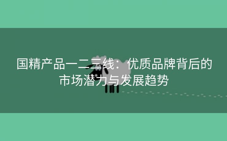 国精产品一二三线：优质品牌背后的市场潜力与发展趋势