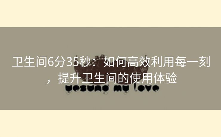 卫生间6分35秒：如何高效利用每一刻，提升卫生间的使用体验