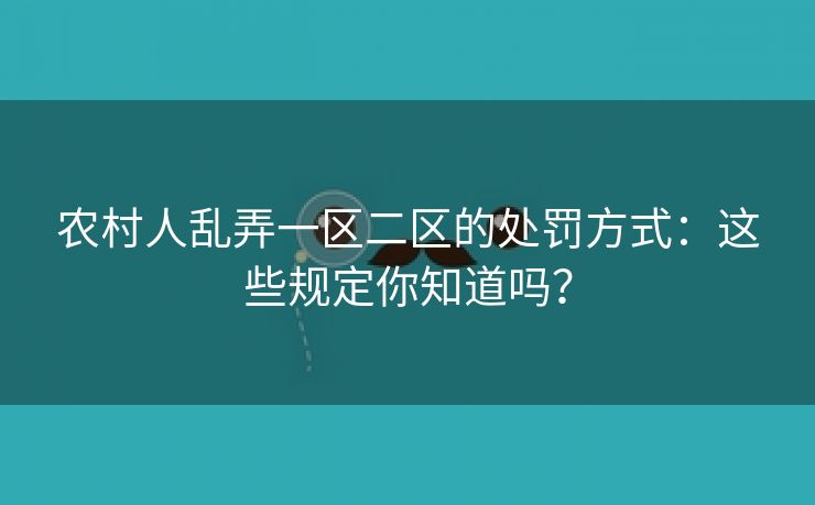 农村人乱弄一区二区的处罚方式：这些规定你知道吗？