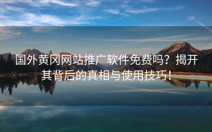 国外黄冈网站推广软件免费吗？揭开其背后的真相与使用技巧！
