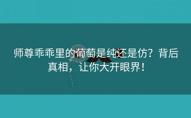 师尊乖乖里的葡萄是纯还是仿？背后真相，让你大开眼界！
