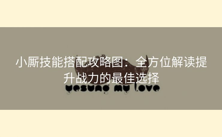 小厮技能搭配攻略图：全方位解读提升战力的最佳选择