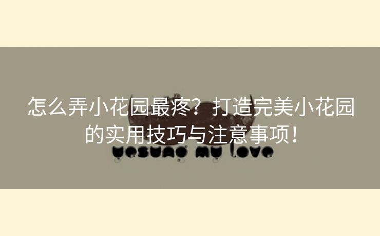 怎么弄小花园最疼？打造完美小花园的实用技巧与注意事项！