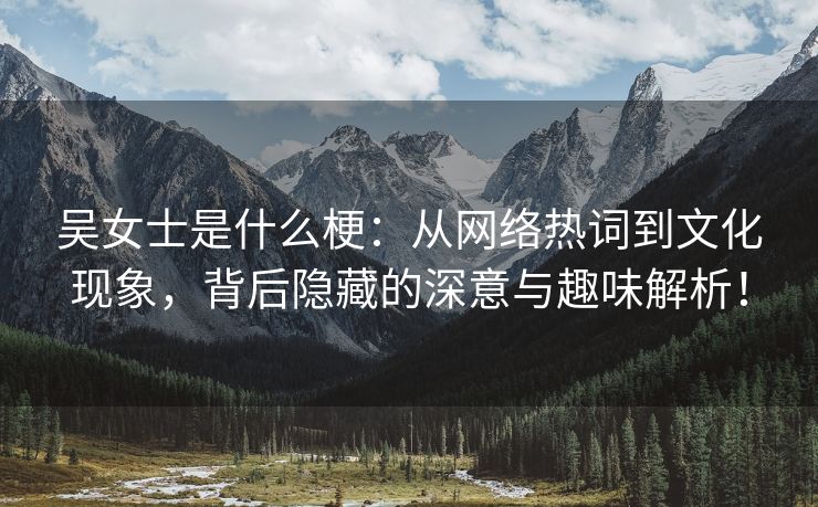 吴女士是什么梗：从网络热词到文化现象，背后隐藏的深意与趣味解析！