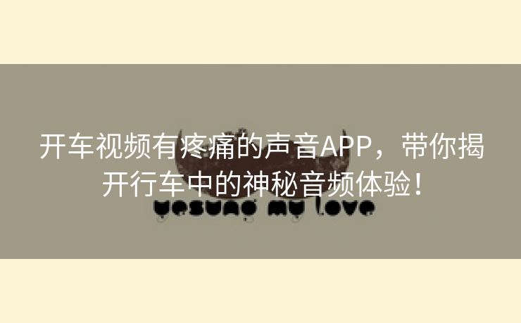 开车视频有疼痛的声音APP，带你揭开行车中的神秘音频体验！