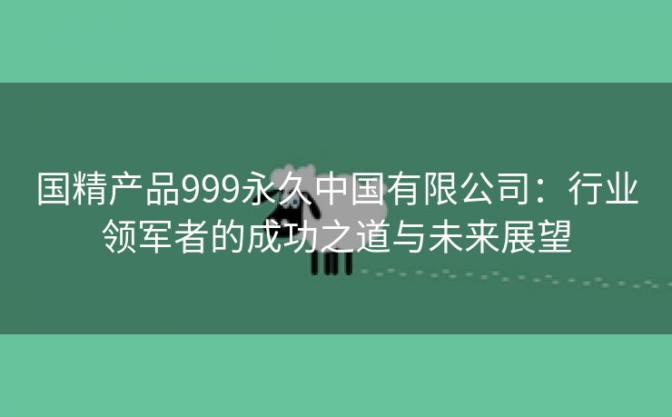 国精产品999永久中国有限公司：行业领军者的成功之道与未来展望