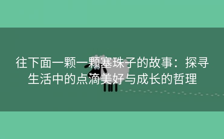 往下面一颗一颗塞珠子的故事：探寻生活中的点滴美好与成长的哲理