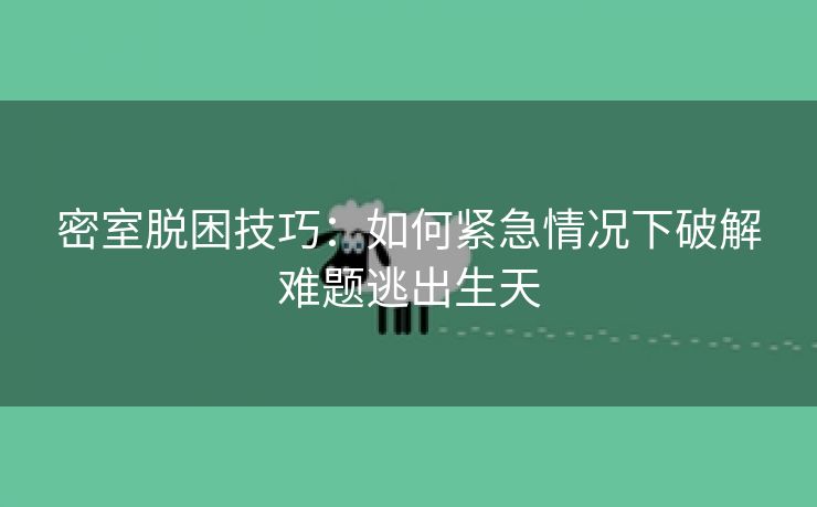 密室脱困技巧：如何紧急情况下破解难题逃出生天
