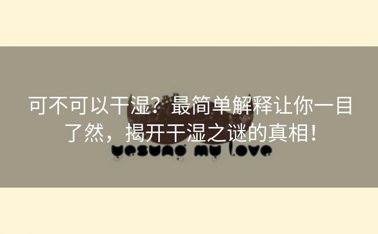 可不可以干湿？最简单解释让你一目了然，揭开干湿之谜的真相！