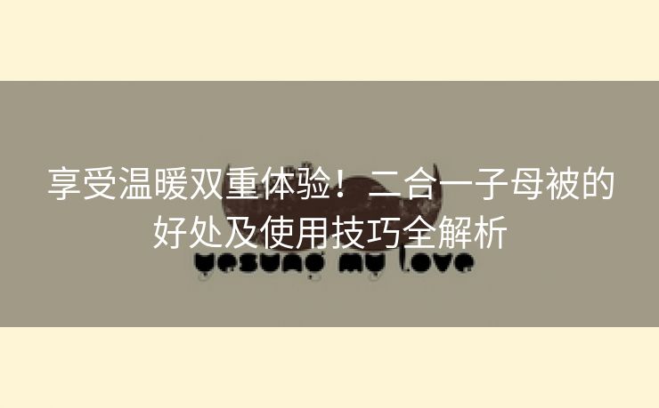享受温暖双重体验！二合一子母被的好处及使用技巧全解析