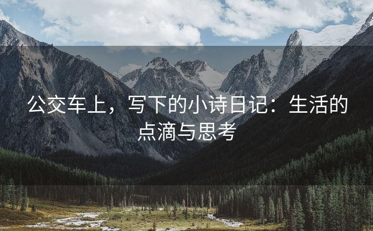 公交车上，写下的小诗日记：生活的点滴与思考