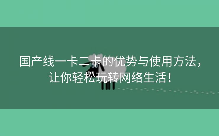 国产线一卡二卡的优势与使用方法，让你轻松玩转网络生活！