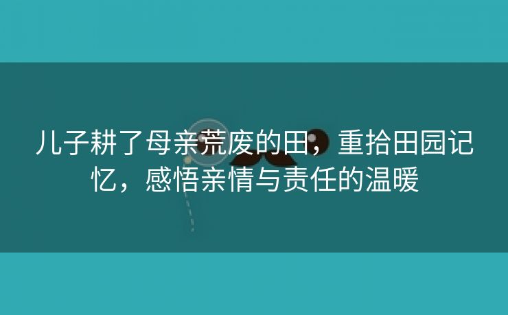 儿子耕了母亲荒废的田，重拾田园记忆，感悟亲情与责任的温暖