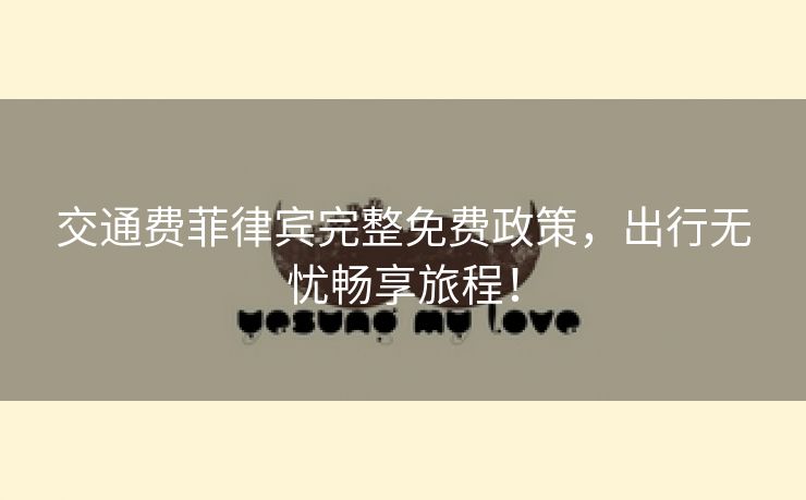 交通费菲律宾完整免费政策，出行无忧畅享旅程！