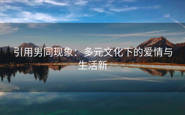 引用男同现象：多元文化下的爱情与生活新