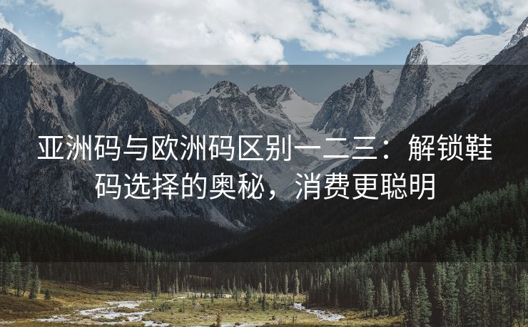 亚洲码与欧洲码区别一二三：解锁鞋码选择的奥秘，消费更聪明
