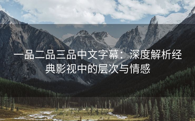 一品二品三品中文字幕：深度解析经典影视中的层次与情感