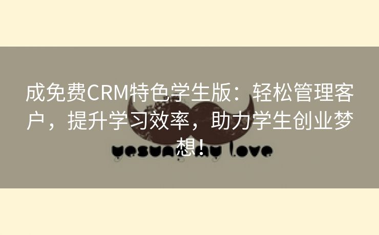 成免费CRM特色学生版：轻松管理客户，提升学习效率，助力学生创业梦想！