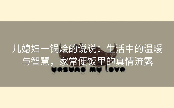 儿媳妇一锅烩的说说：生活中的温暖与智慧，家常便饭里的真情流露
