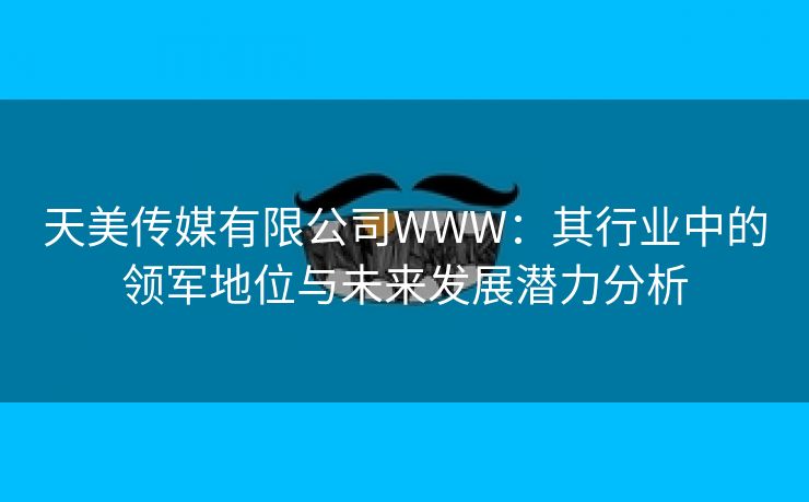 天美传媒有限公司WWW：其行业中的领军地位与未来发展潜力分析