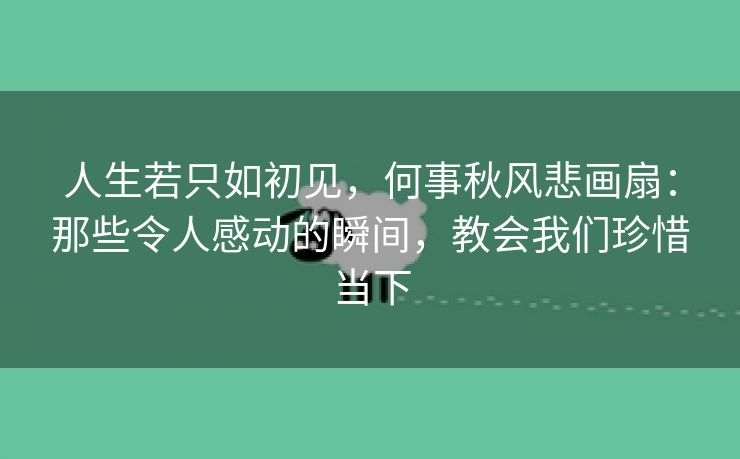 人生若只如初见，何事秋风悲画扇：那些令人感动的瞬间，教会我们珍惜当下