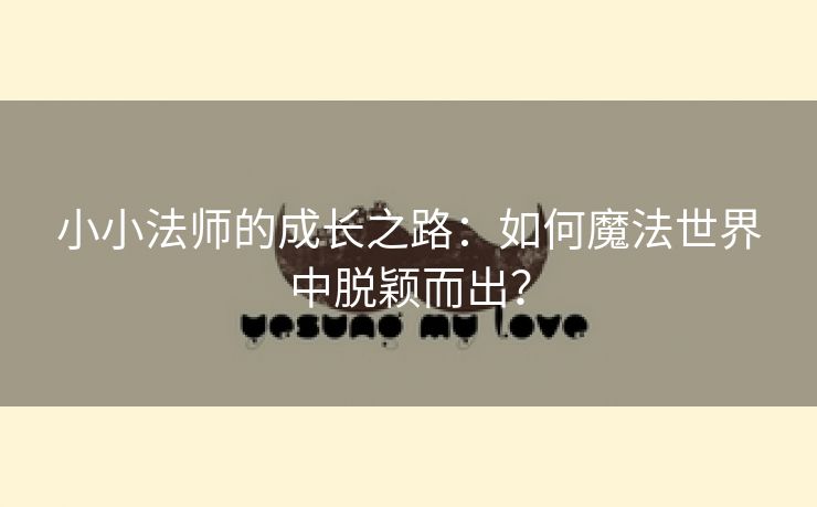 小小法师的成长之路：如何魔法世界中脱颖而出？