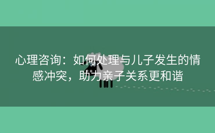 心理咨询：如何处理与儿子发生的情感冲突，助力亲子关系更和谐