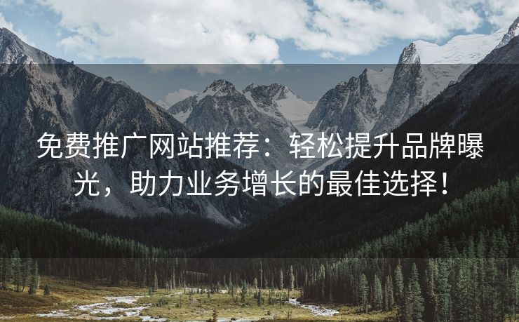 免费推广网站推荐：轻松提升品牌曝光，助力业务增长的最佳选择！