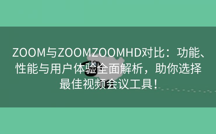 ZOOM与ZOOMZOOMHD对比：功能、性能与用户体验全面解析，助你选择最佳视频会议工具！