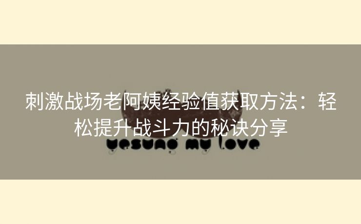 刺激战场老阿姨经验值获取方法：轻松提升战斗力的秘诀分享