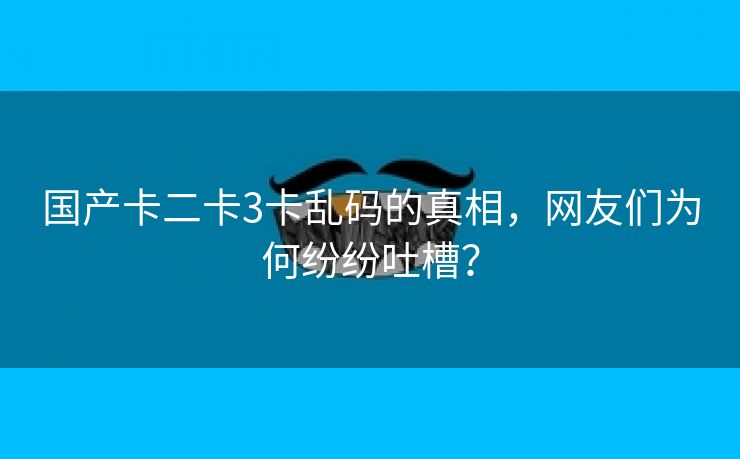 国产卡二卡3卡乱码的真相，网友们为何纷纷吐槽？