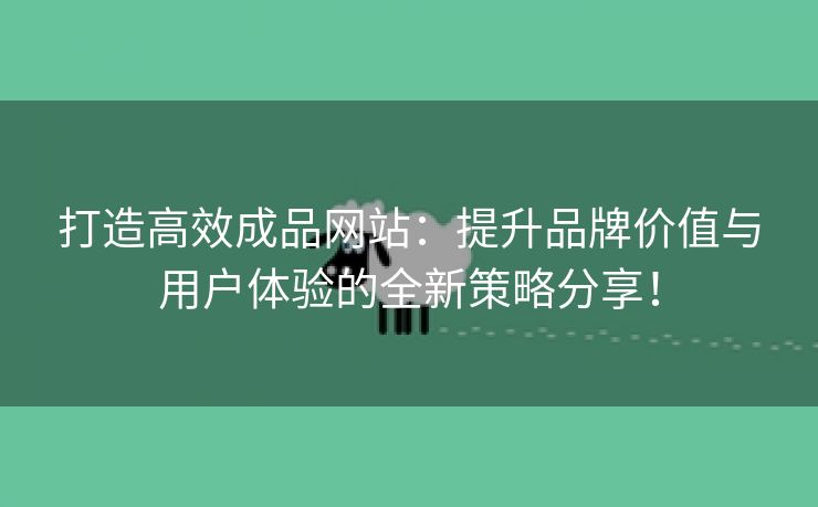 打造高效成品网站：提升品牌价值与用户体验的全新策略分享！