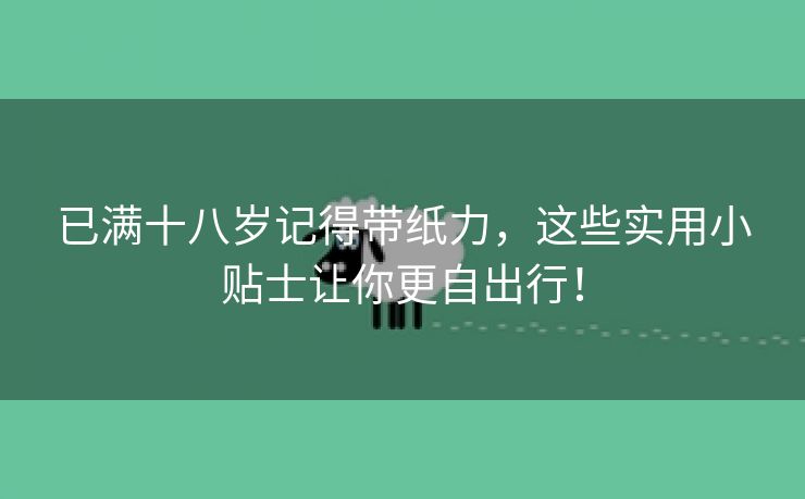 已满十八岁记得带纸力，这些实用小贴士让你更自出行！