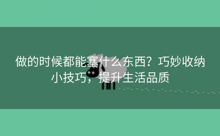 做的时候都能塞什么东西？巧妙收纳小技巧，提升生活品质
