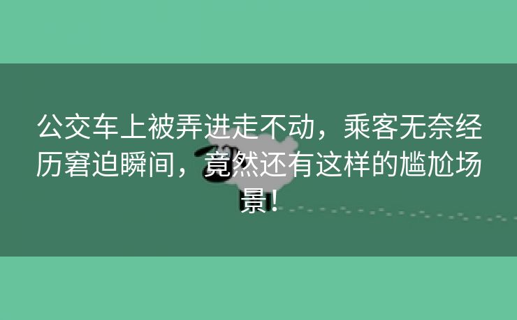 公交车上被弄进走不动，乘客无奈经历窘迫瞬间，竟然还有这样的尴尬场景！