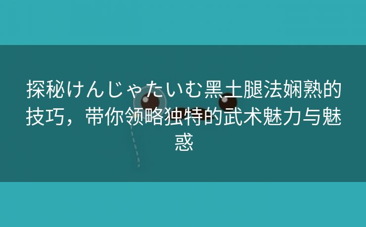 探秘けんじゃたいむ黑土腿法娴熟的技巧，带你领略独特的武术魅力与魅惑