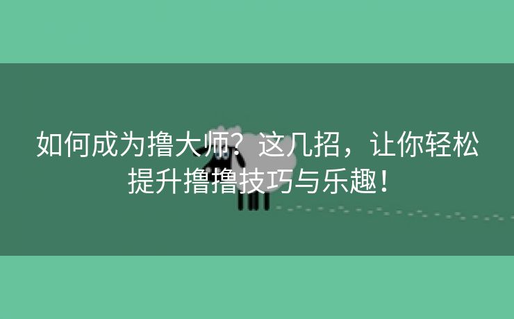 如何成为撸大师？这几招，让你轻松提升撸撸技巧与乐趣！