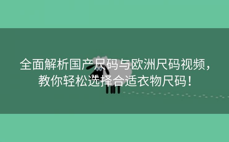 全面解析国产尺码与欧洲尺码视频，教你轻松选择合适衣物尺码！