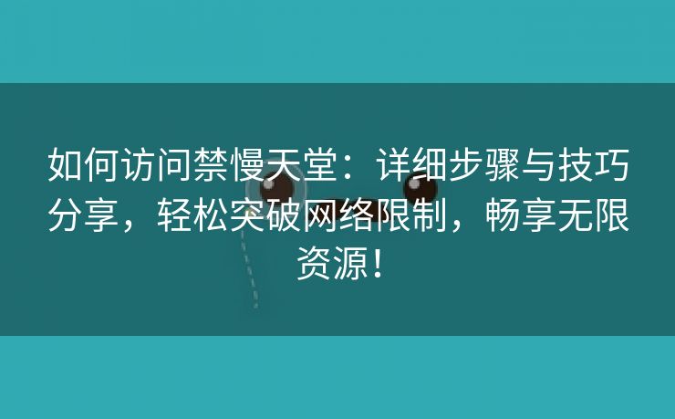 如何访问禁慢天堂：详细步骤与技巧分享，轻松突破网络限制，畅享无限资源！