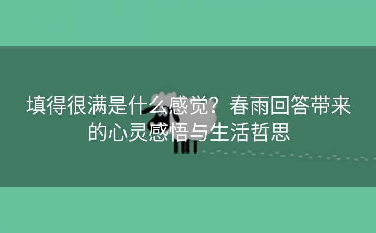 填得很满是什么感觉？春雨回答带来的心灵感悟与生活哲思